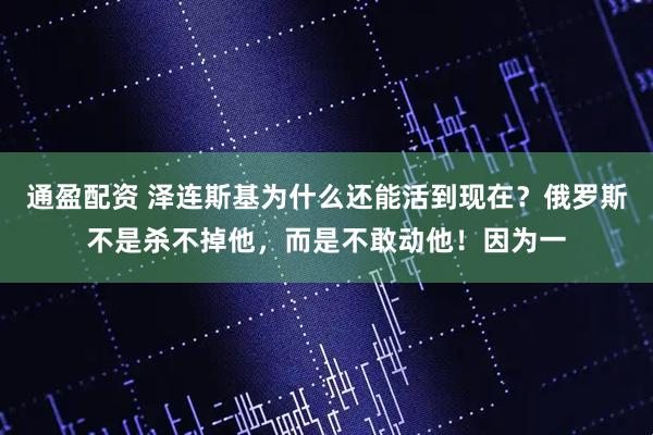 通盈配资 泽连斯基为什么还能活到现在？俄罗斯不是杀不掉他，而是不敢动他！因为一